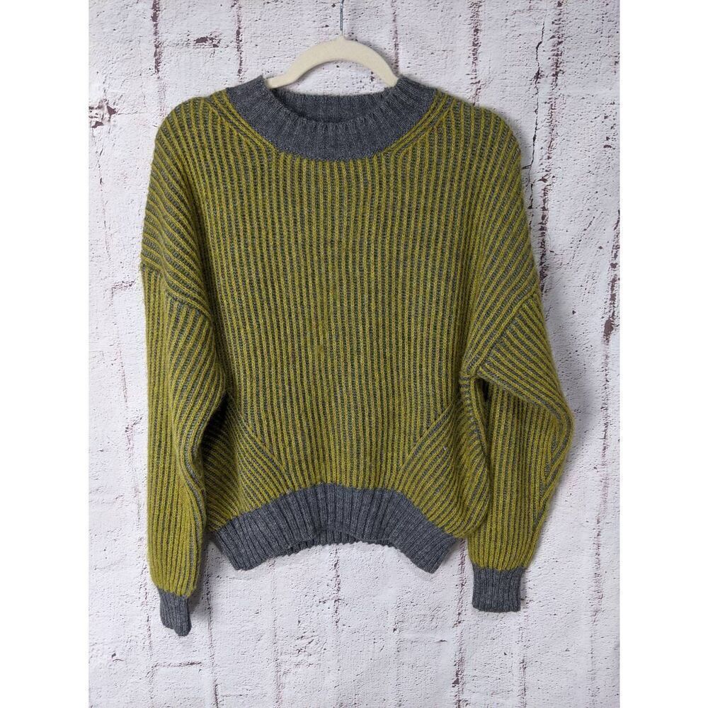 Chiaramente Vintage Sweater Yellow Gray HTF‎ Made in Italy Size Medium